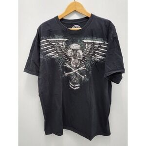 Sinister T-Shirt Mens 2XL Black Vintage Winged Skull‎ Crossbones Y2K